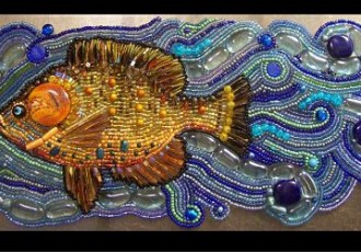 beaded art "Pumpkinseed"