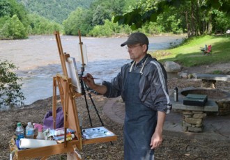 Brennen McElhaney Painting on Location