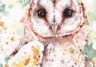 “Australian Barn Owl” Watercolour, 21cm x 21cm by artist Sally Walsh. See her portfolio by visiting www.ArtsyShark.com