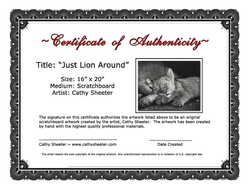 Artist Certificate Of Authenticity Template