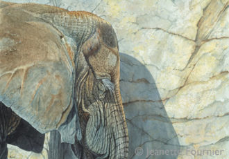 “Between A Rock And Hard Place” Watercolor, 12” x 15"h by artist Jeanette Fournier. See her portfolio by visiting www.ArtsyShark.com