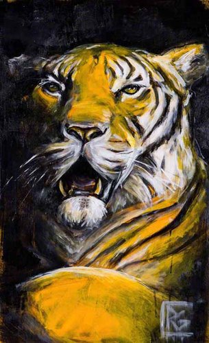 “Gratitude Series: Tiger II” Acrylic on Yupo Paper, 35” x 23” by artist Rosemary Conroy. See her portfolio by visiting www.ArtsyShark.com