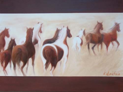 "Wild Horses" oil painting by Karen D. Nichols. See her work in Art of the Horse at www.ArtsyShark.com