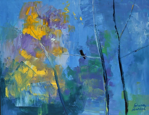 “Spring Showers” Oil on Linen, 30” x 20” by artist Dara Daniels. See her portfolio by visiting www.ArtsyShark.com