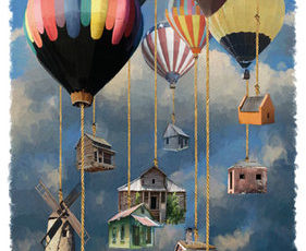 "Balloon Town" Digital Art, Various Sizes by artist John Leben. See his portfolio by visiting www.ArtsyShark.com