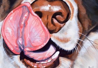 "Juno's Tongue" Acrylic, 10” x 8” by artist Kelly Moran. See her portfolio by visiting www.ArtsyShark.com