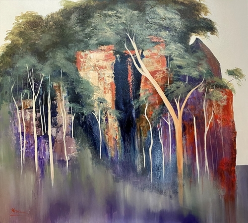 abstract painting of woods by Kathy Karas