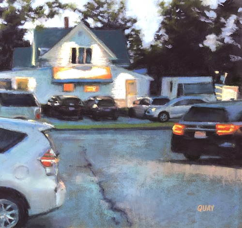 Pastel landscape of a neighborhood