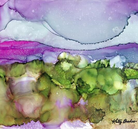 alcohol ink landscape painting