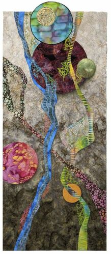 Fabric contemporary quilt collage