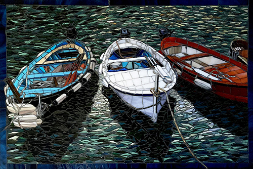 glass mosaic of boats #boats #boating