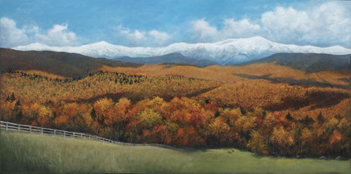 oil painting autumn mountain landscape