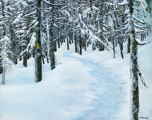 oil painting landscape in winter