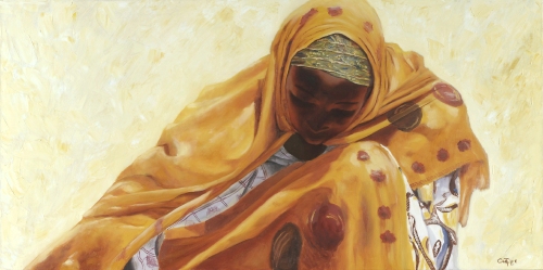 figurative oil painting of an African man in a robe