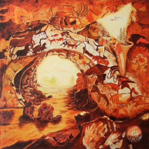 oil painting of cave art