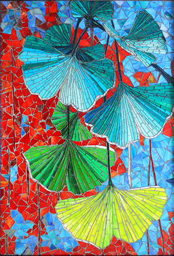 glass mosaic of ginko leaves #gingko