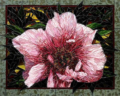 glass mosaic of a peony #floral