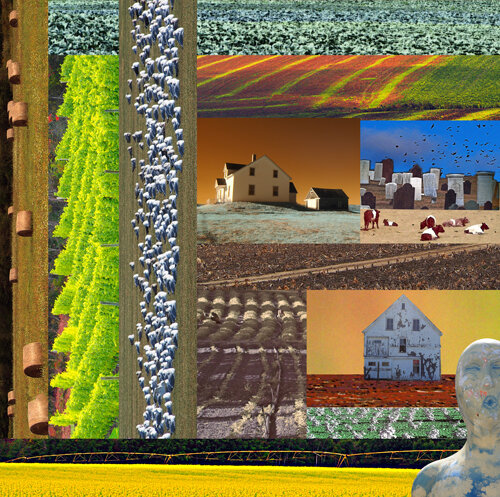photomontage of farms and fields