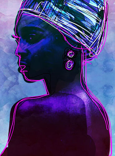 boldly vibrant digital painting of a woman