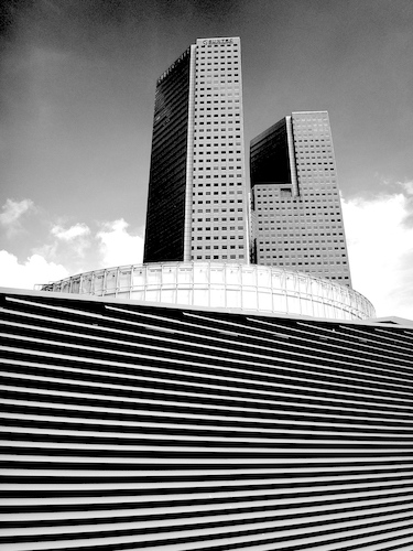 black and white architectural photo from Singapore