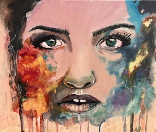 mixed media portrait by Amber Housouer