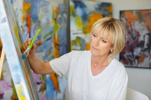 Artist Claudia Wiebe in studio