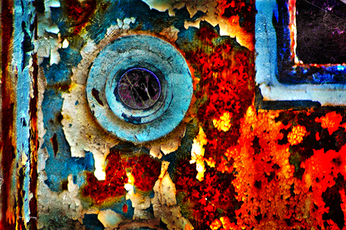 colorful abstract photograph close up of rusty surface