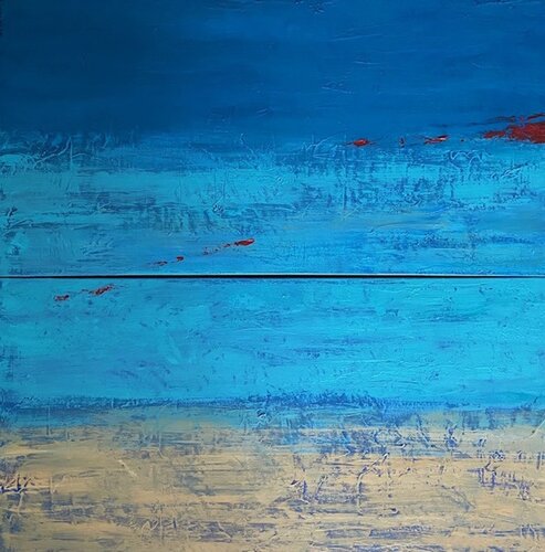 abstract painting in blues