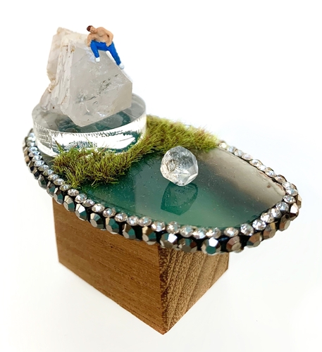 whimsical mixed media sculpture of an island