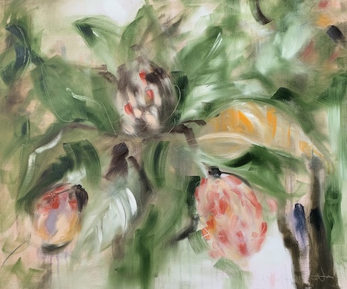 oil painting of magnolias