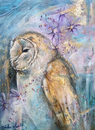 dreamy painting of an owl by Natasha Laxton