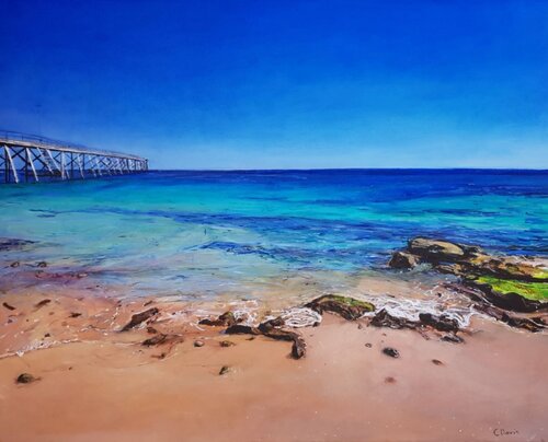 oil painting of an Australian beach