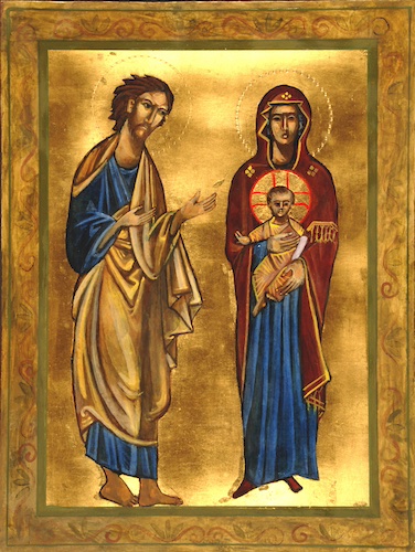 religious icon painting of the holy family