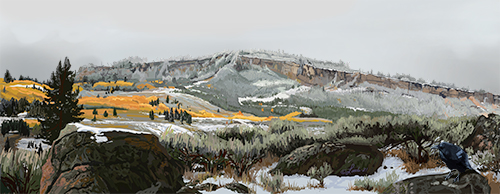 digital painting of Wyoming landscape