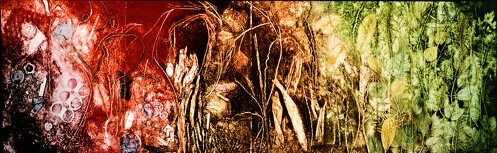 nature themed collagraph quadriptych