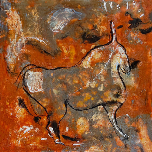 encaustic painting inspired by cave art