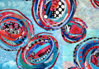 charming and colorful textile collage by Marya Lowe