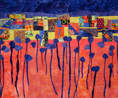 textile collage inspired by a lily pond