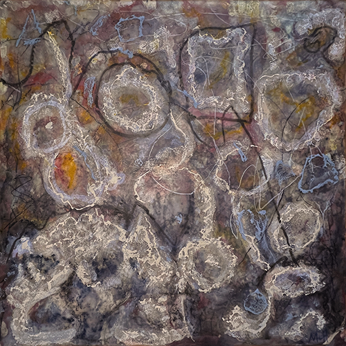 encaustic painting based on microscopic scene