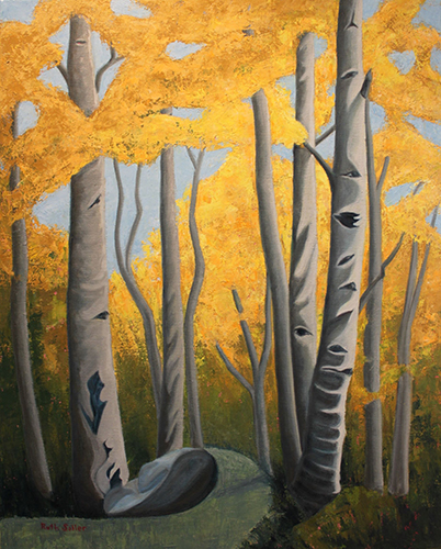 oil painting of a fall woods scene