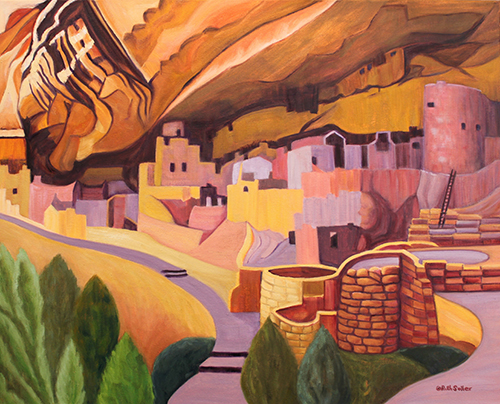 pintura al óleo del Parque Nacional Mesa Verde