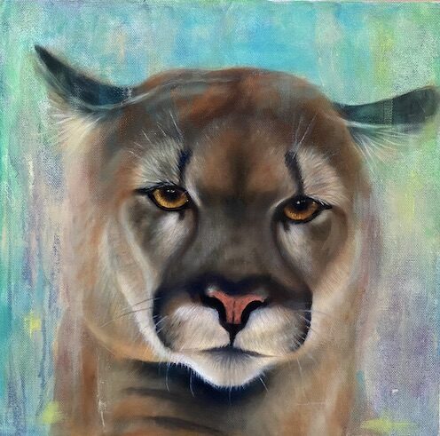 pintura al óleo de un puma