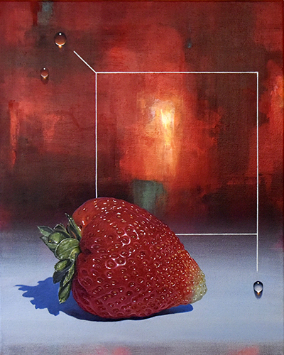 hyperrealistic painting of a strawberry