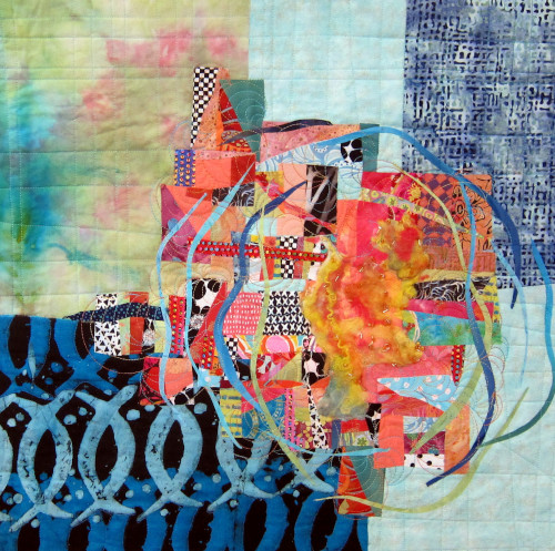 colorful contemporary textile collage art