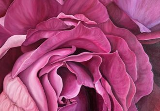 closeup acrylic painting of a rose