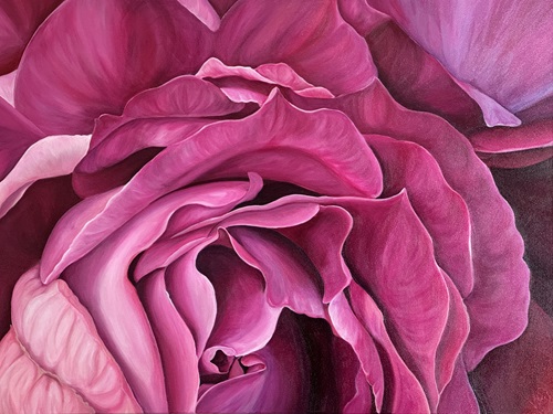 closeup acrylic painting of a rose