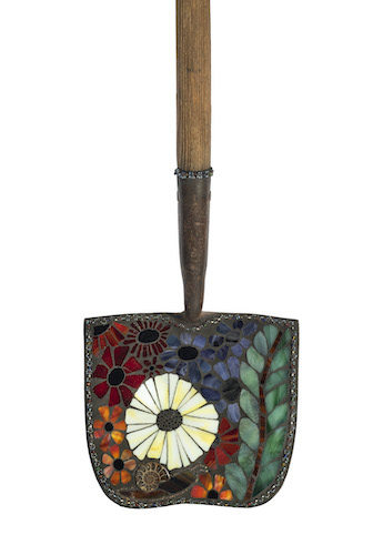 mosaic covered shovel