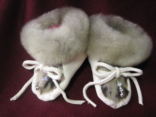 handmade baby slippers by native Alaskan fur artist