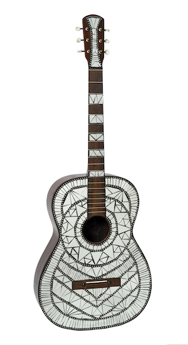 mosaic covered reclaimed guitar