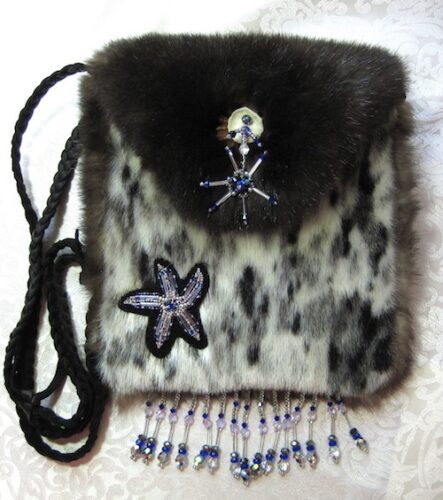 Sealskin and sea otter fur purse